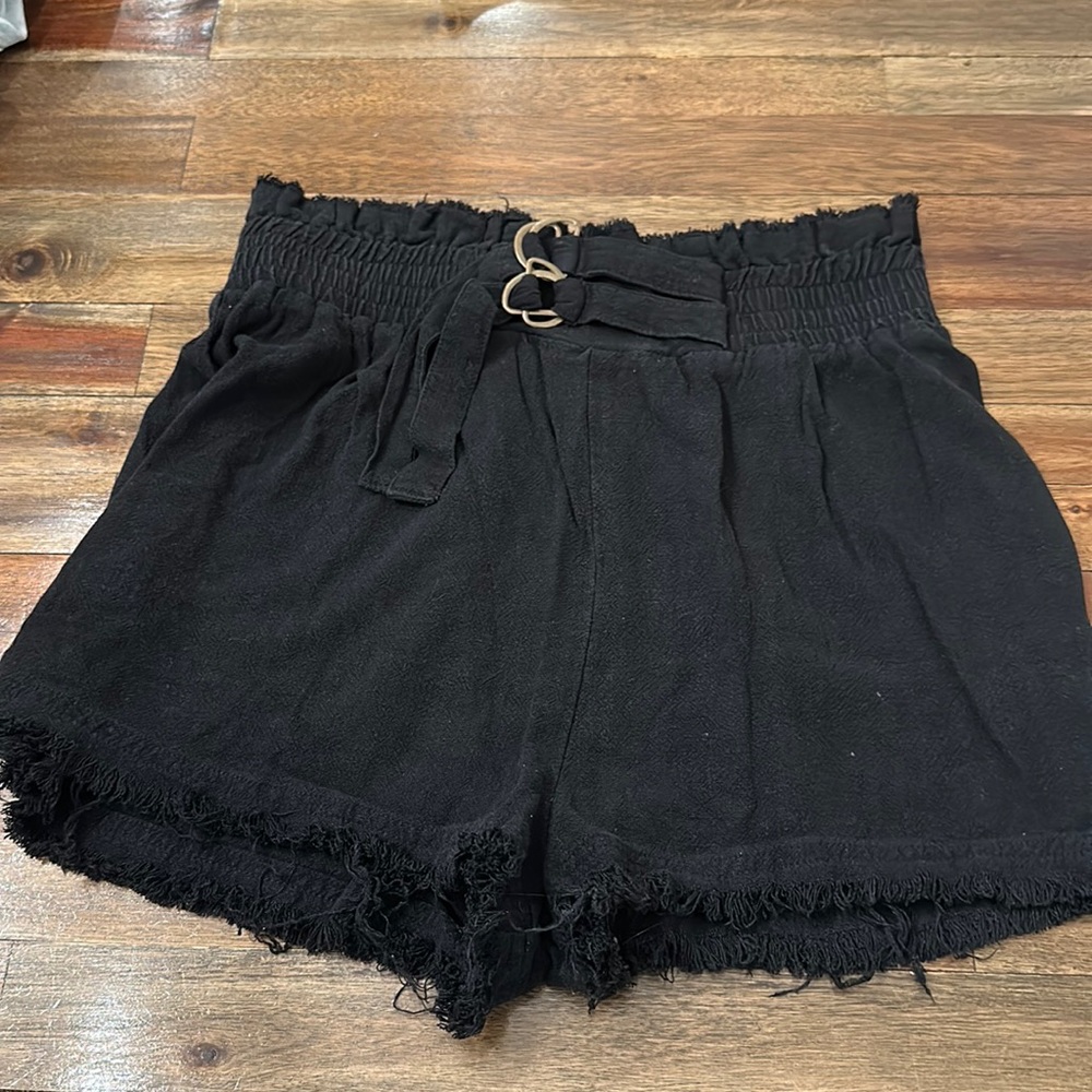 Black paper bag shorts